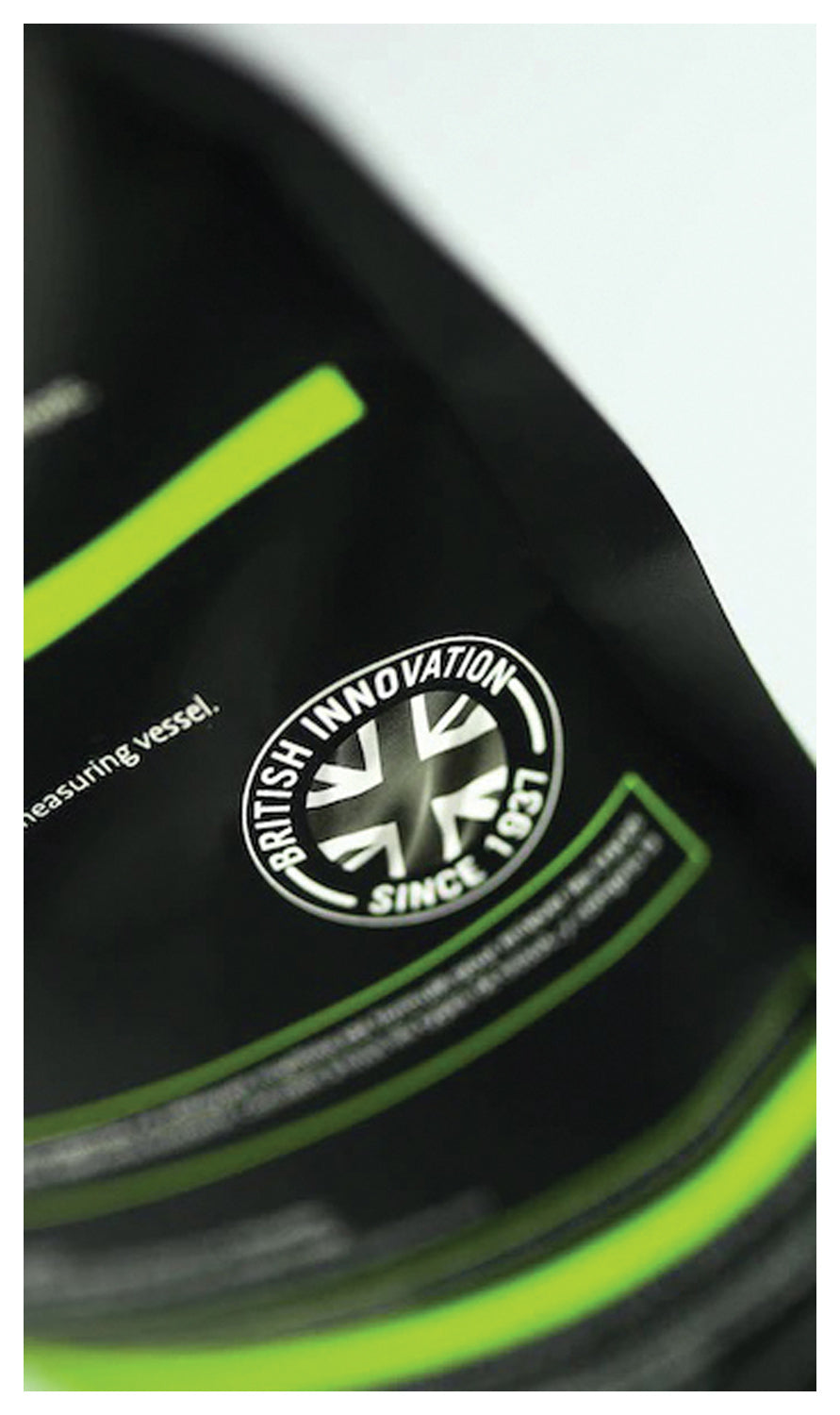 Close-up of the British innovation emblem on the Grangers Performance Wash pouch
