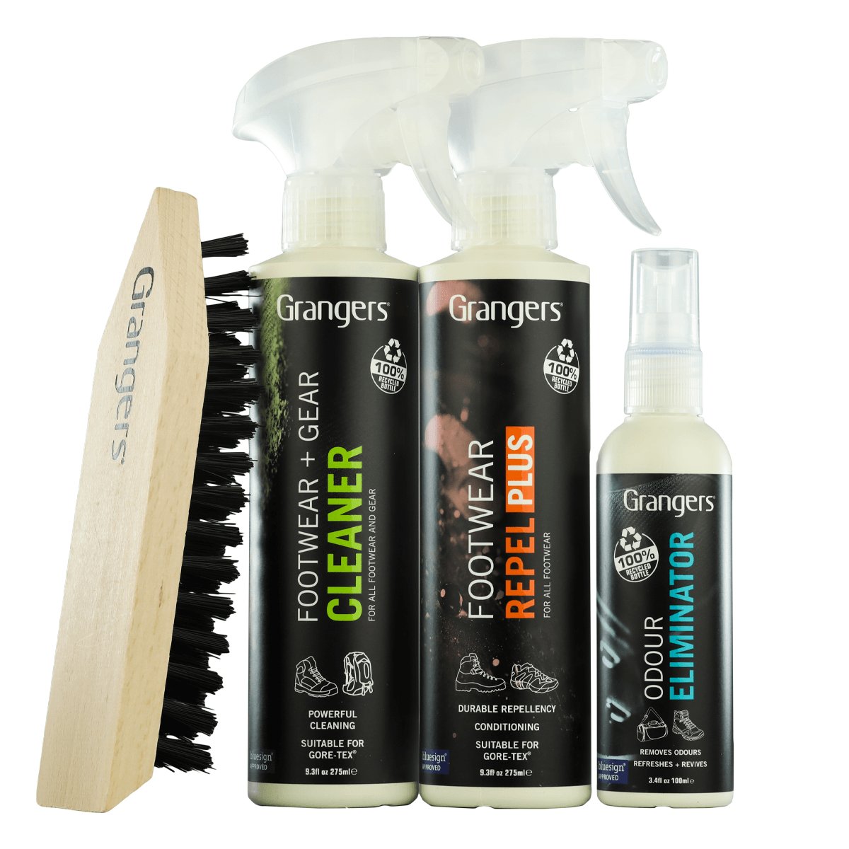 Grangers Footwear Care Kit brush, cleaner, repellent and odour spray
