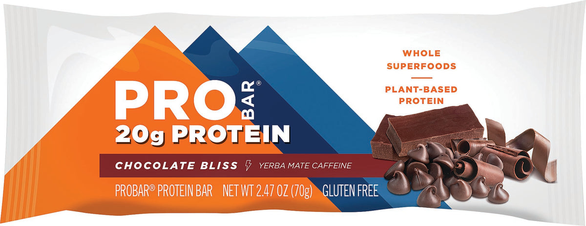 PROBAR protein bar wrapper labeled Chocolate Bliss