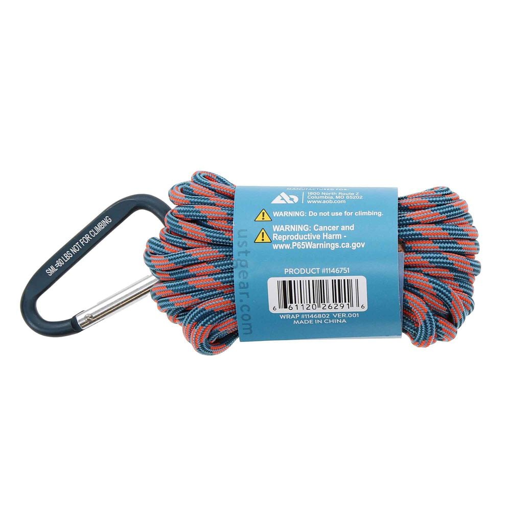 UST ParaTinder orange and blue utility cord - back of product packaging