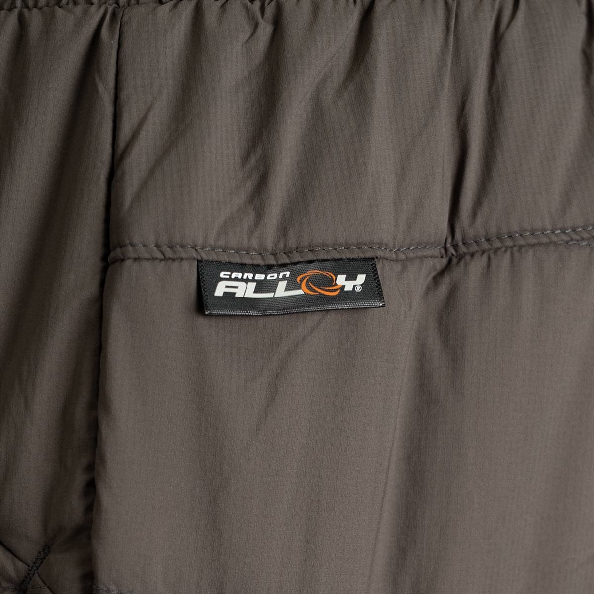 ScentLok BE:1 Reactor Puffy Pant Carbon Alloy label and stitched shell close-up