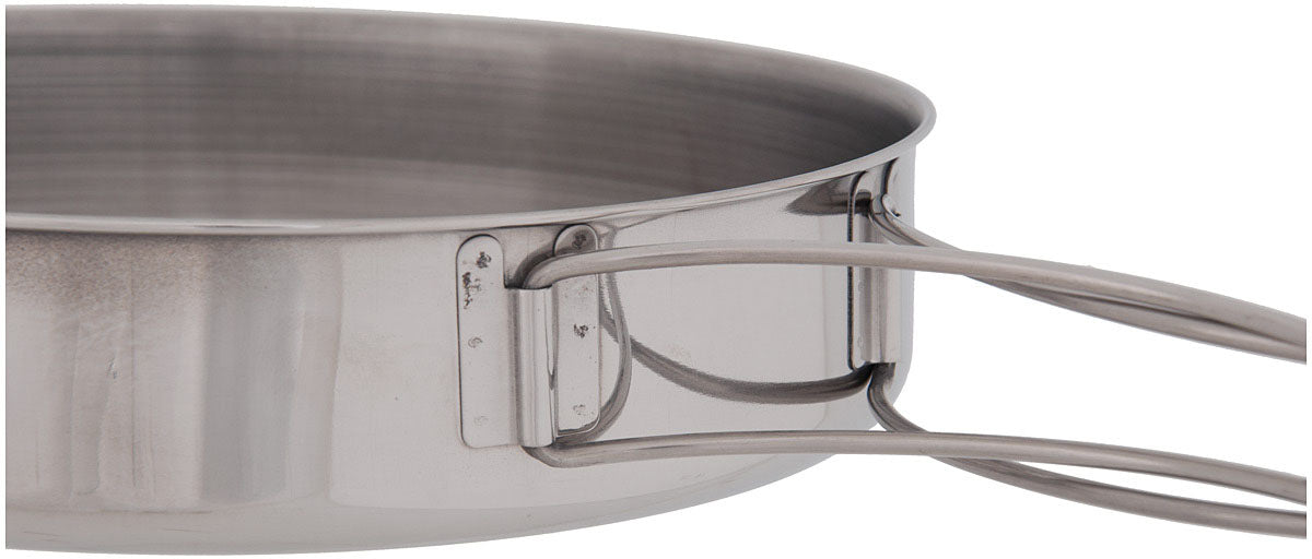Close-up of the folding wire handles attached to the Olicamp AK frying-pan lid