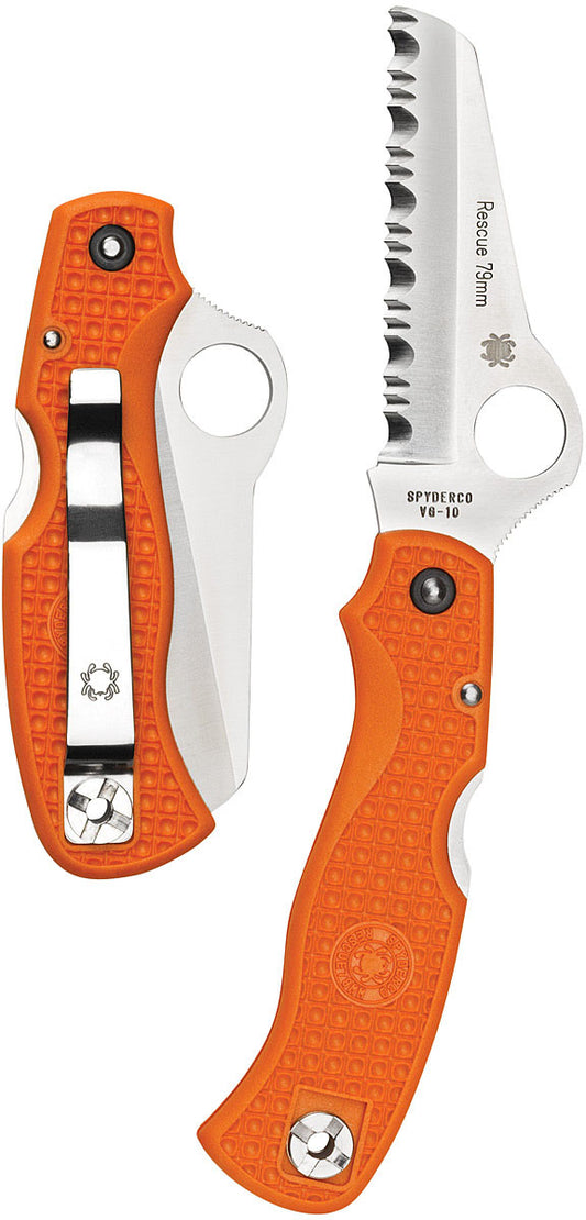 Spyderco Rescue 79mm Folding Knife - Orange