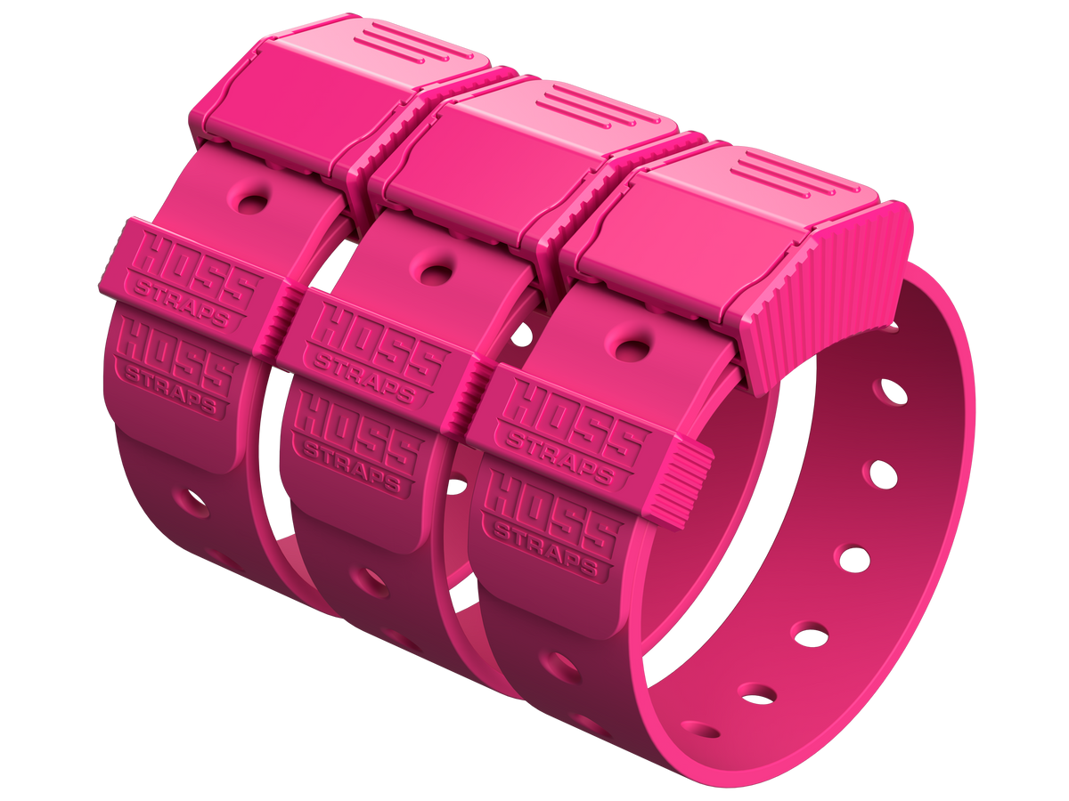 Hoss Straps Gear Straps 12-Inch - three pink straps example, product view