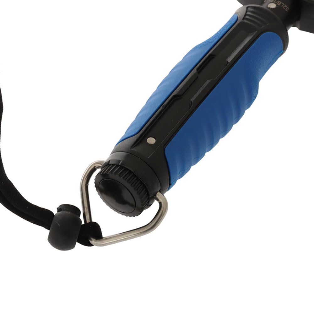 Close-up of the Mustad lip gripper handle and wrist lanyard