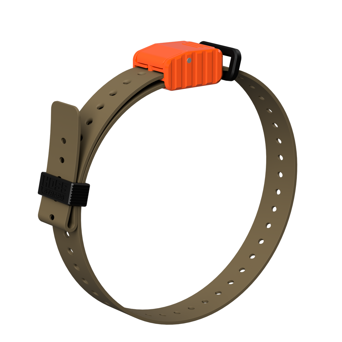 Hoss Straps 1" Replacement E-Collar Strap - tan with orange buckle example, product view
