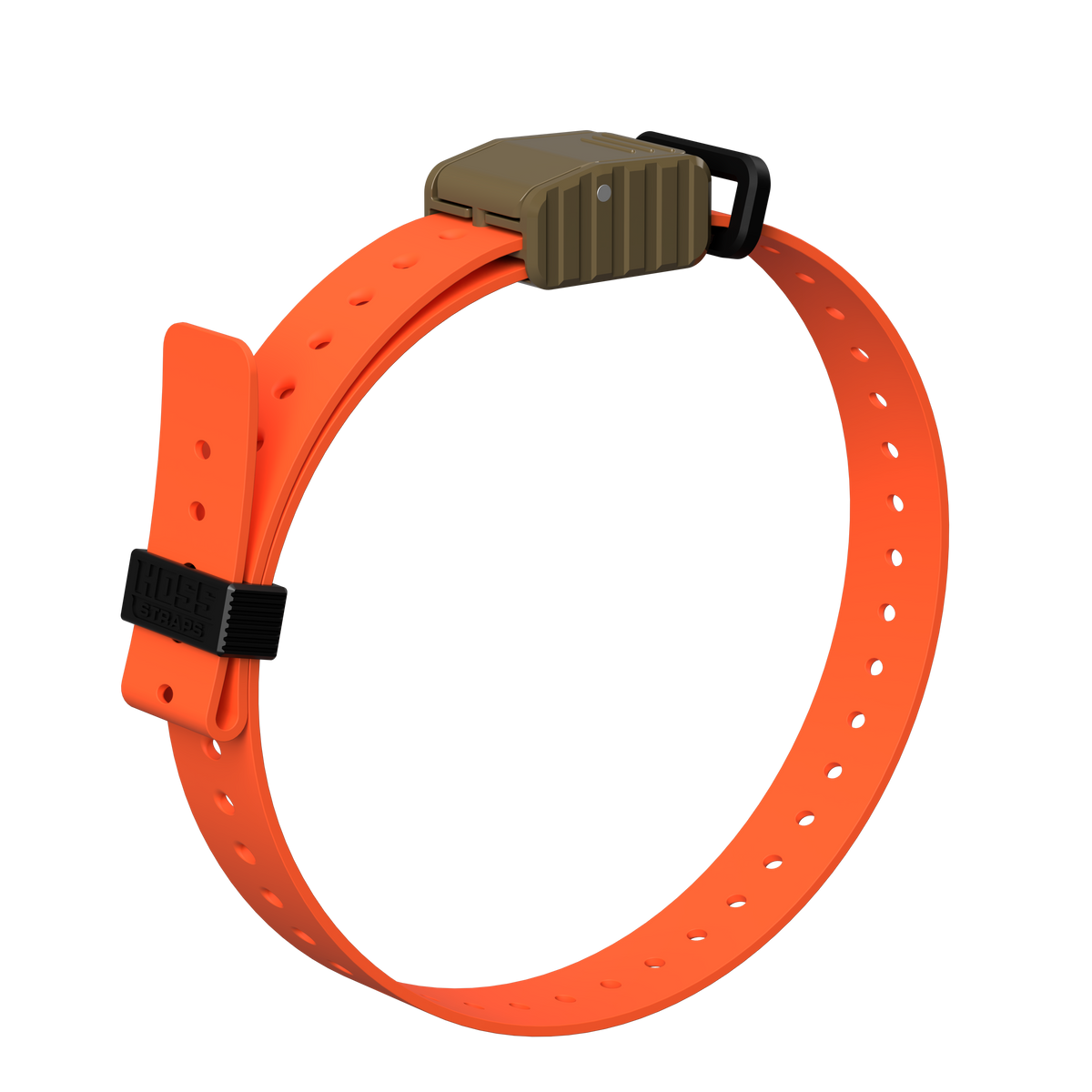 Hoss Straps 1" Replacement E-Collar Strap - orange with tan buckle example, product view