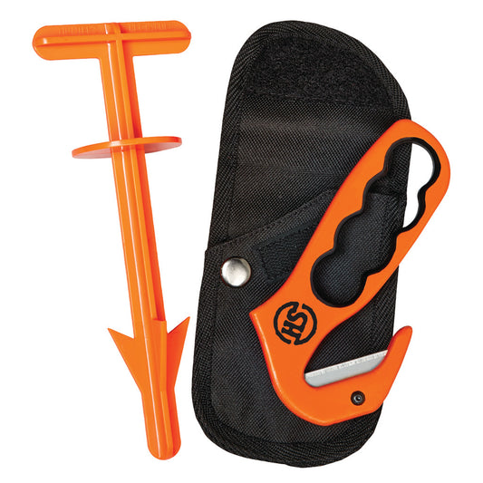 Hunters Specialties Butt Hook Combo with orange Gut Hook and Butt Out 2 tools beside a black carry pouch