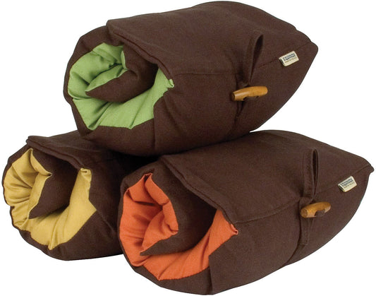 Rolled Equinox Eco Armadillo pillows showing assorted color examples