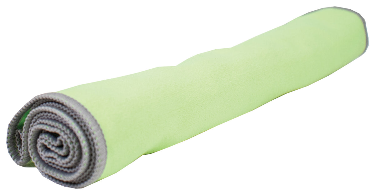 Frogg Toggs Chilly Pad Pro cooling towel rolled up in lime green