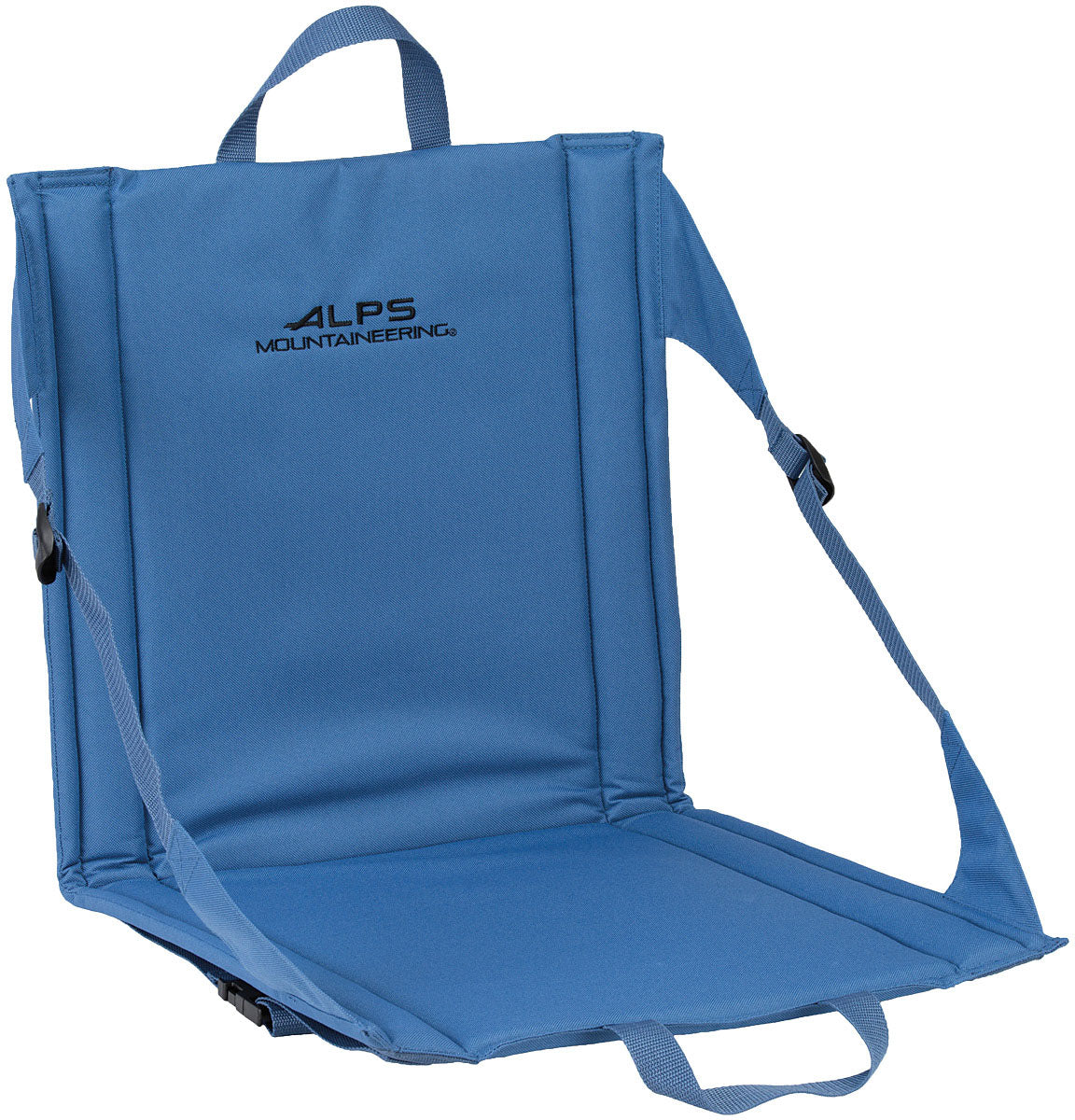 ALPS Weekender padded seat in blue, open with side support straps and carry handles
