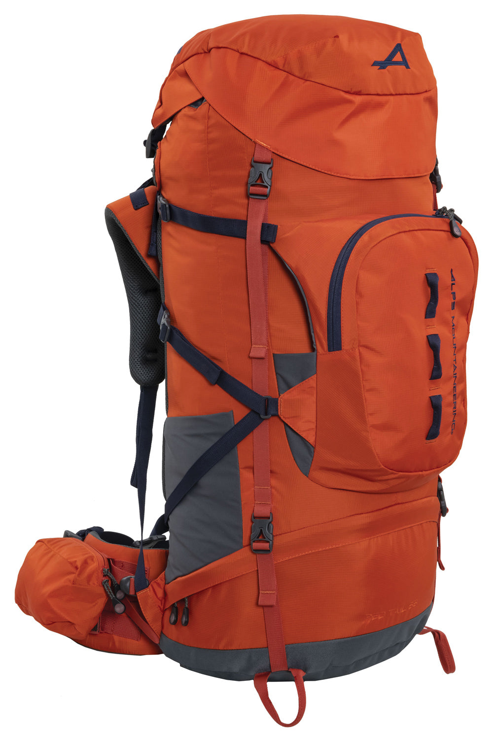 ALPS Mountaineering Red Tail 65L pack in Chili, angled front view