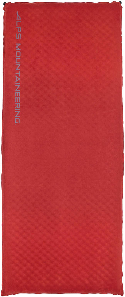 ALPS Mountaineering Apex XL self-inflating pad in red, top view