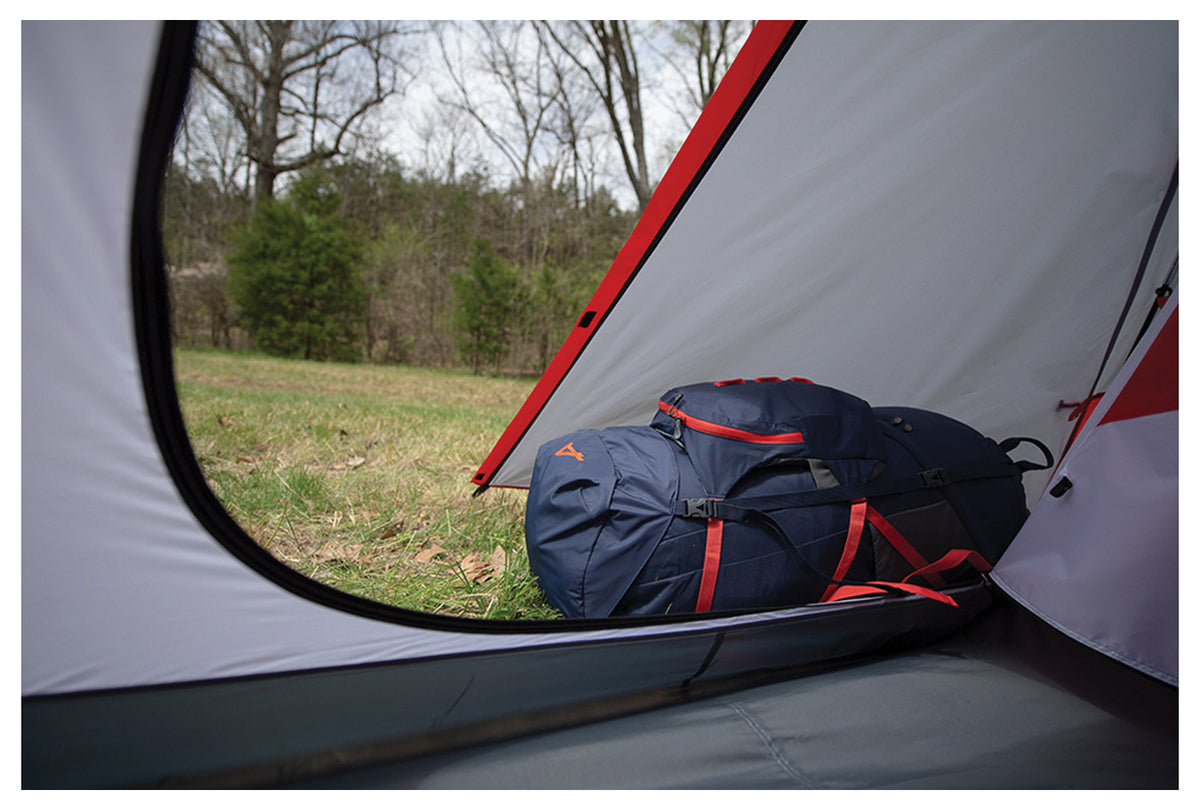 Backpack stored beneath an ALPS Taurus vestibule