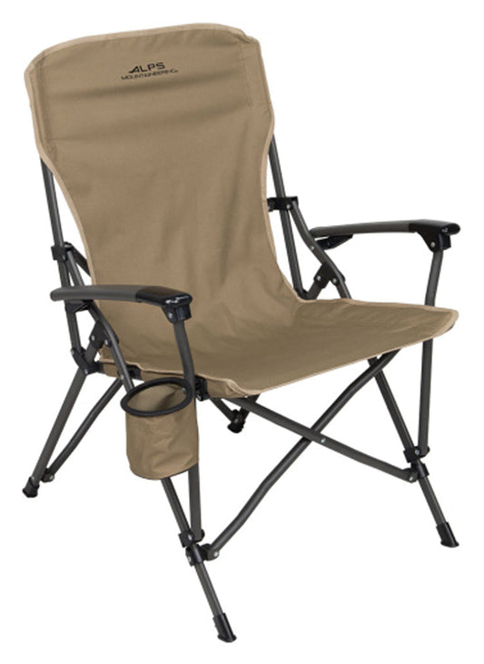 ALPS Leisure chair in Clay with high back, black armrests and hanging cup holder