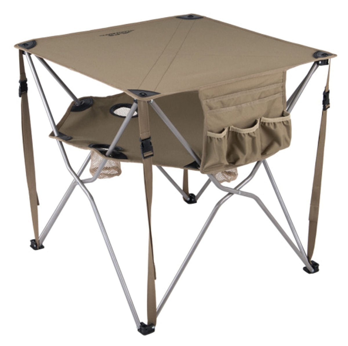 ALPS Eclipse Table in Clay with two fabric levels, lower cup holders and side organizer