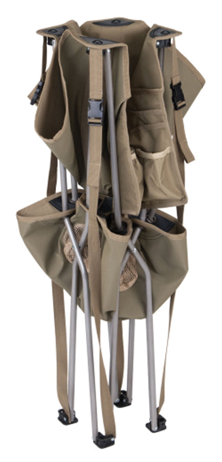 ALPS Eclipse Table in Clay folded into a compact upright bundle
