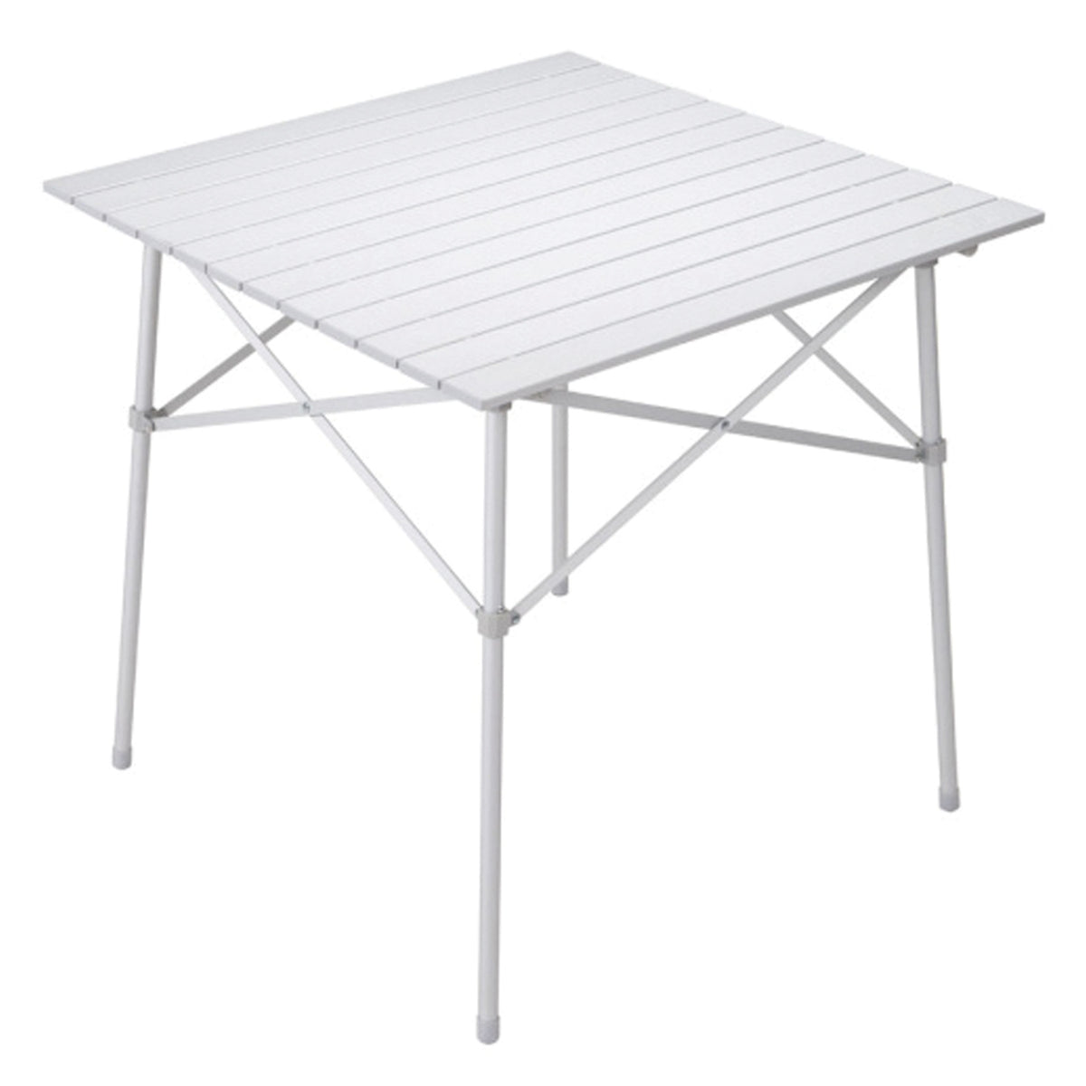 ALPS Camp Table in Silver with square roll-top and folding aluminum frame