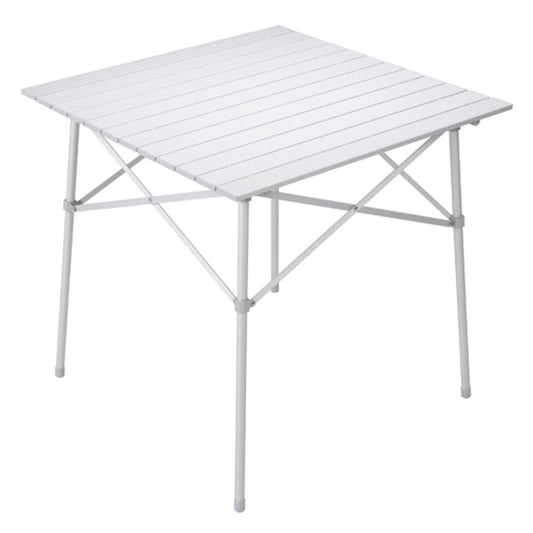 ALPS Camp Table in Silver with square roll-top and folding aluminum frame