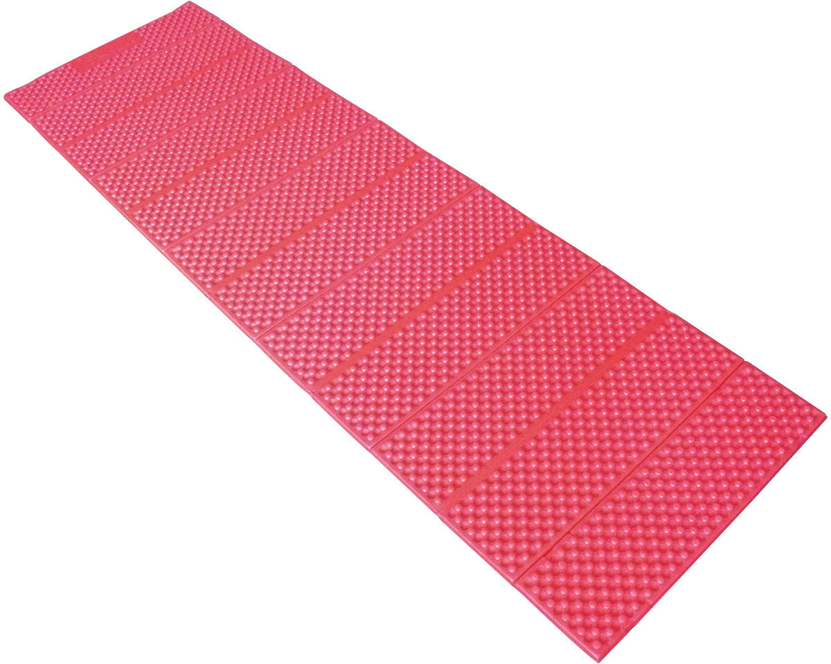 Red AceCamp accordion foam sleeping pad unfolded on a white background