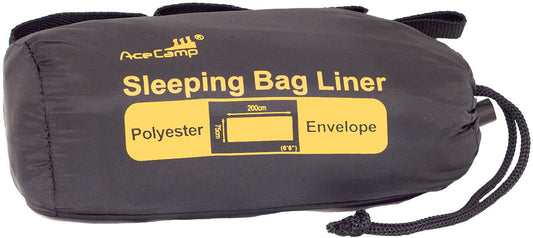 AceCamp rectangular polyester sleeping bag liner packed in its labeled stuff sack