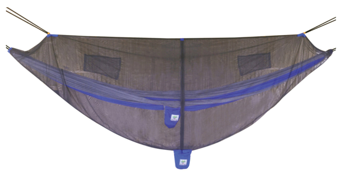 Hammock Bliss Ultralight Net Cocoon surrounding a blue hammock; hammock sold separately
