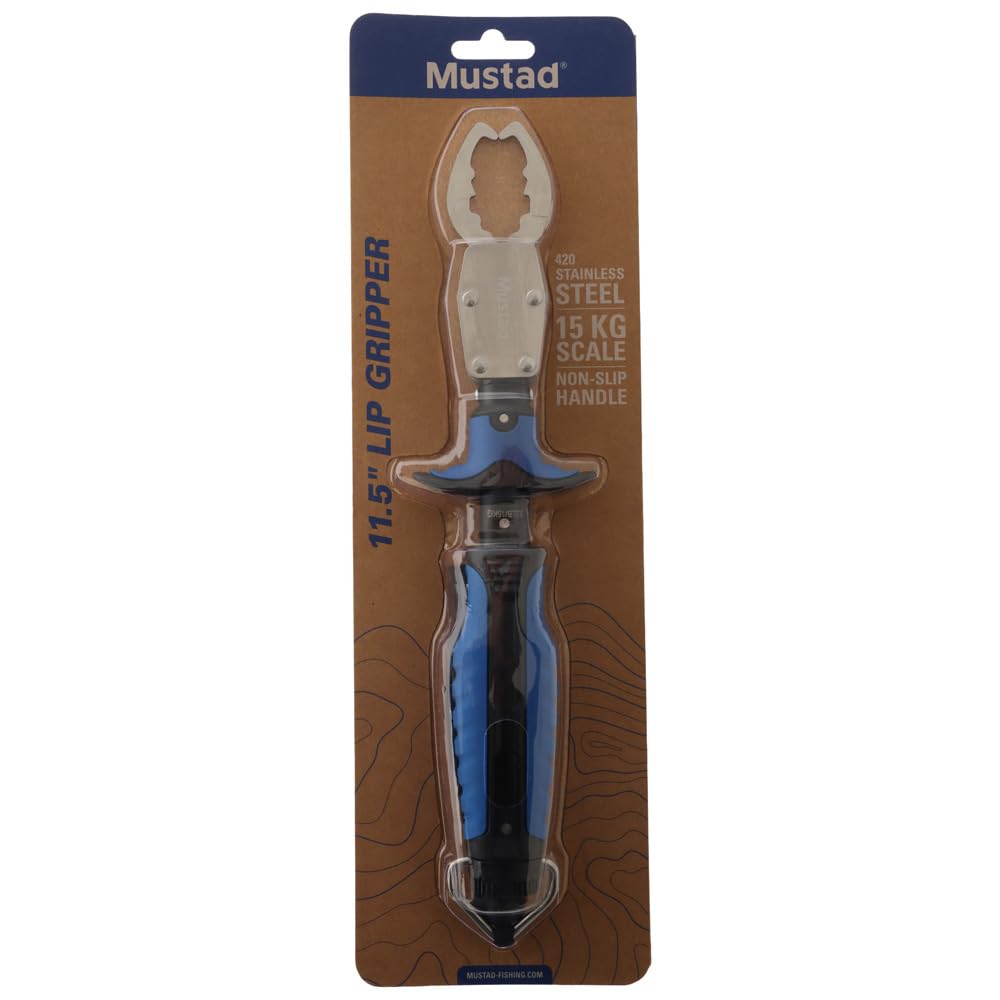 Mustad lip gripper and scale in retail packaging