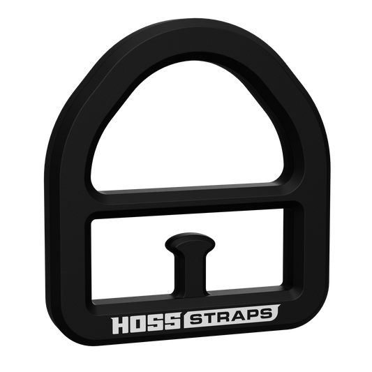 Hoss Straps 1 Inch Replacement Strap D-Ring - black D-ring attachment, front view