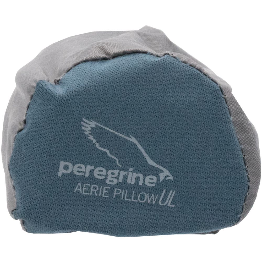 Peregrine Aerie Ultralight Pillow packed in its gray stuff sack