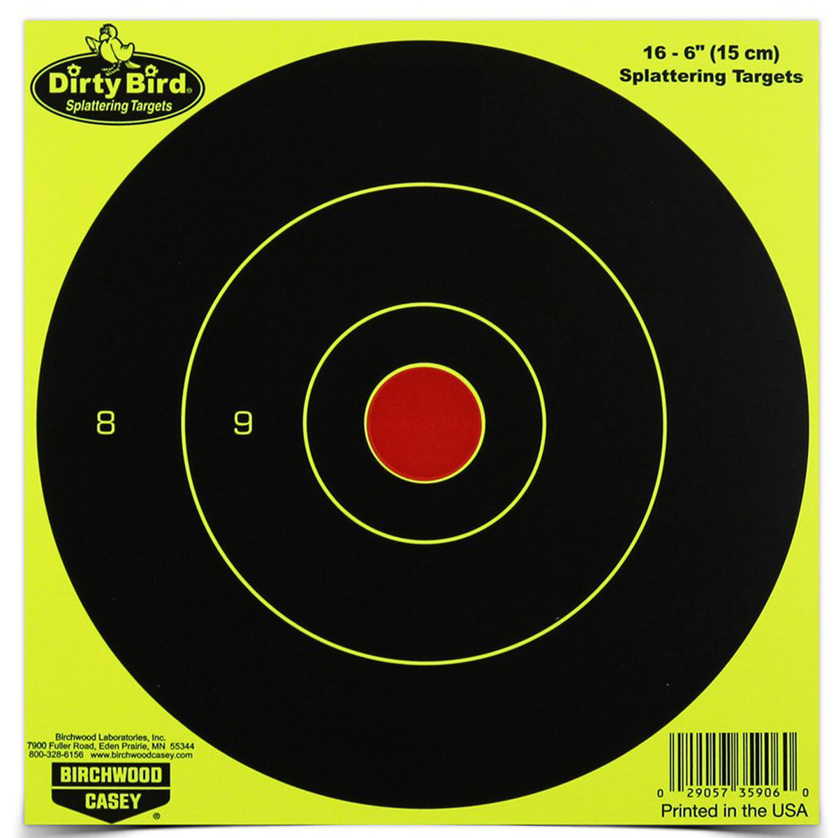 Birchwood Casey Dirty Bird 6-inch yellow round reactive target 16 pack