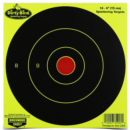 Birchwood Casey Dirty Bird 6-inch yellow round reactive target 16 pack