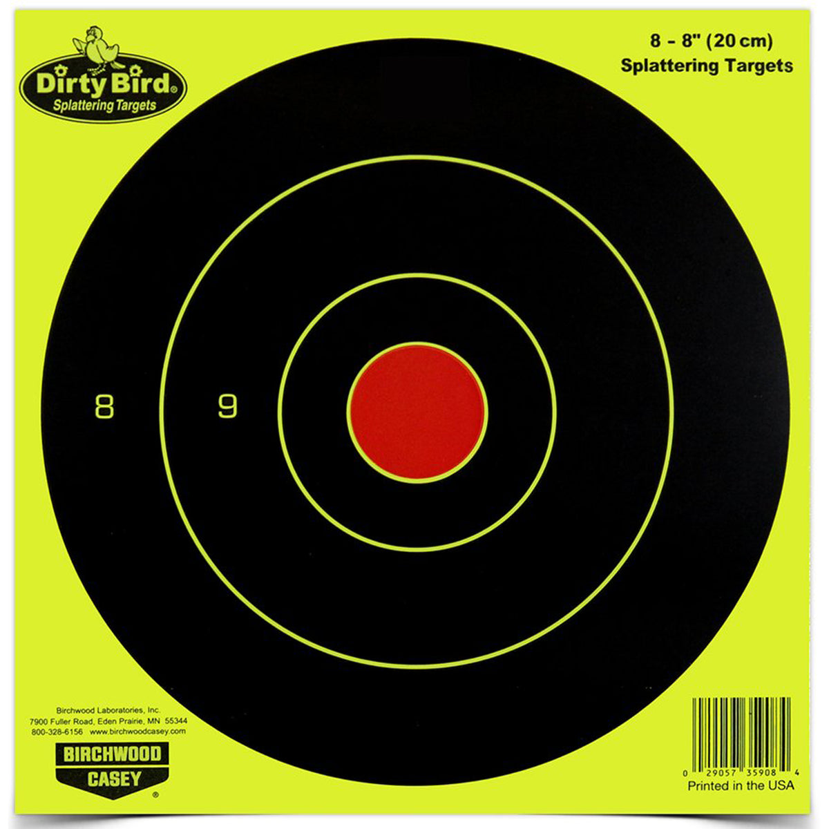 Birchwood Casey Dirty Bird 8-inch yellow round reactive target eight pack