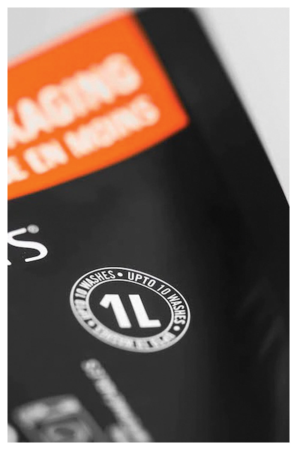 Close-up of the 1 L marking on the Grangers Clothing Repel refill pouch
