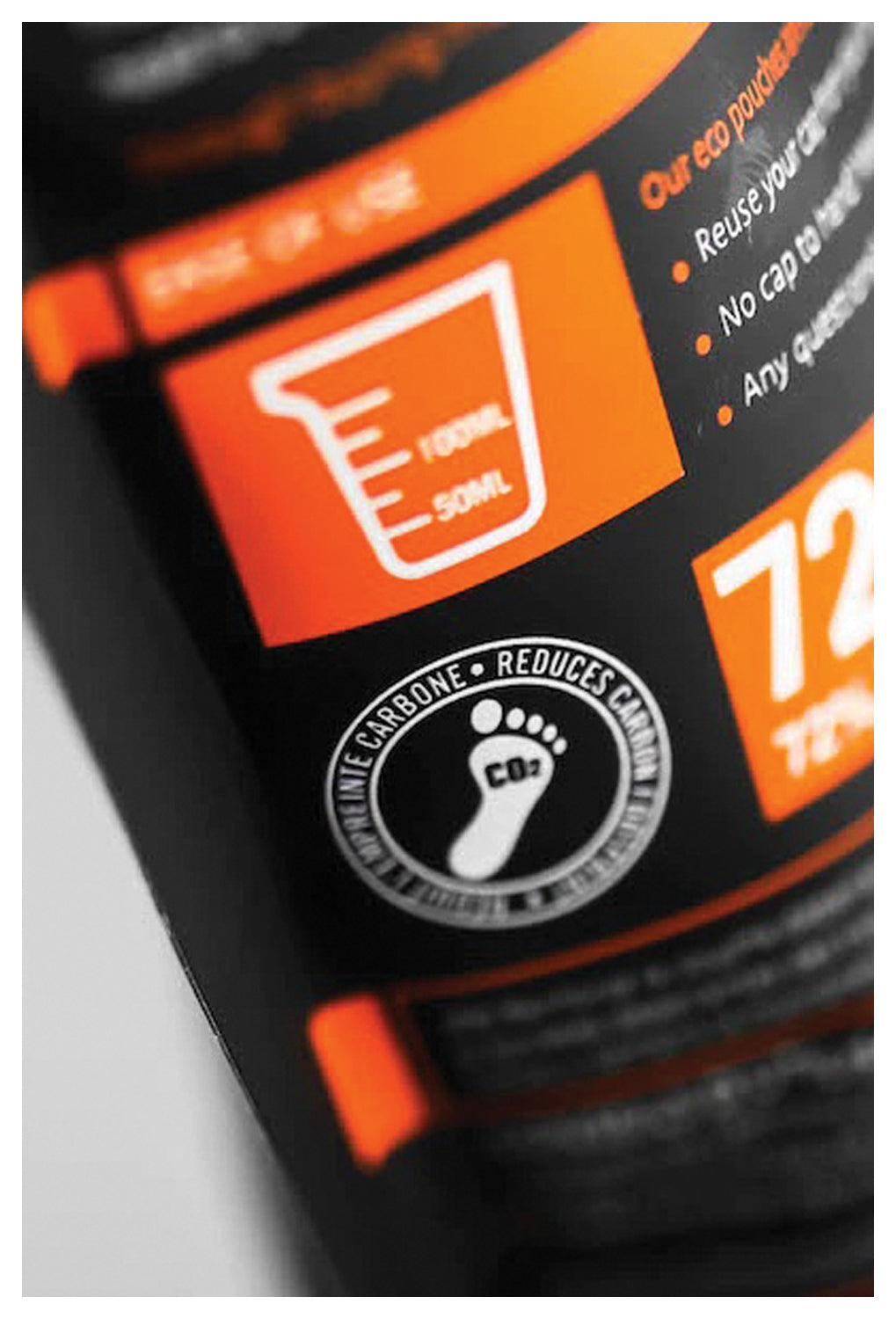 Close-up of the measuring-cup and packaging graphics on the Grangers Clothing Repel pouch