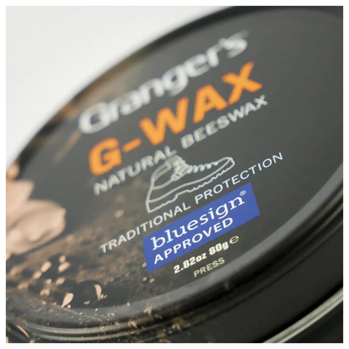 Close-up of the Grangers G-Wax label and 80 g marking