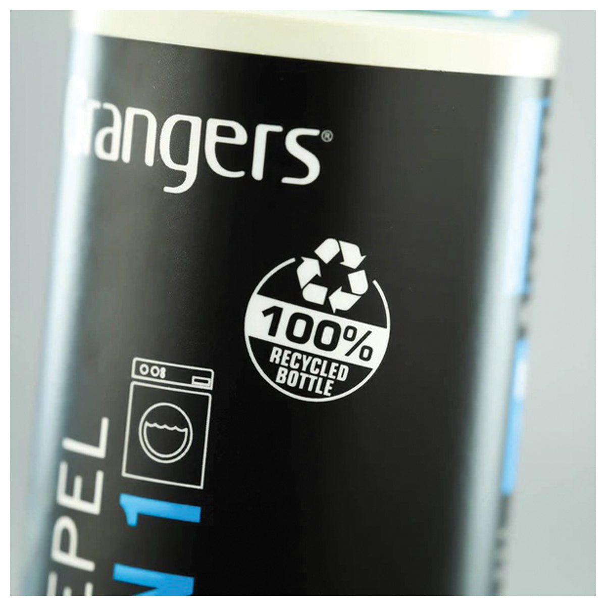 Close-up of the recycled-bottle label on Grangers Wash + Repel Down 2 in 1