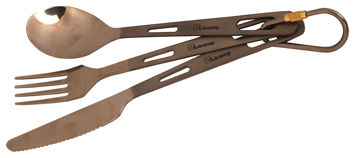 Olicamp titanium fork, knife and spoon cutlery set