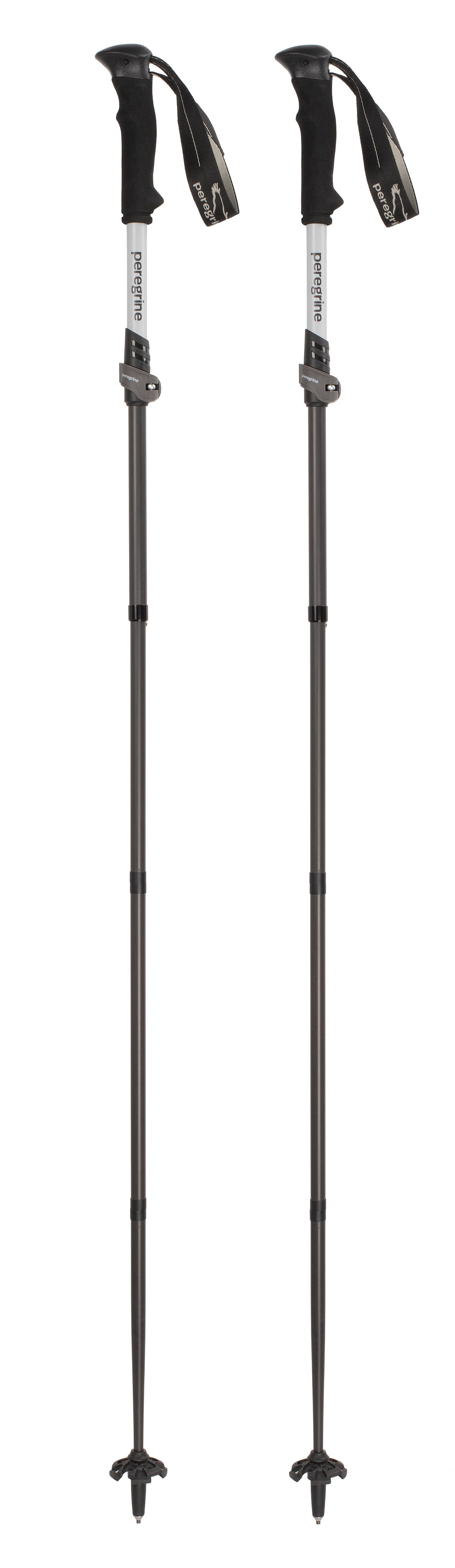 Pair of Peregrine Uinta Carbon folding trekking poles assembled and extended