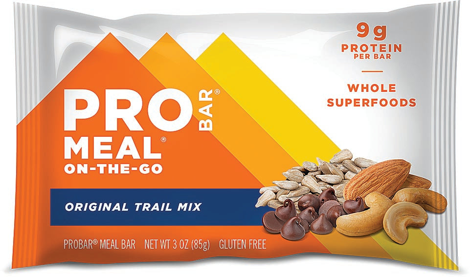 PROBAR MEAL bar wrapper labeled Original Trail Mix