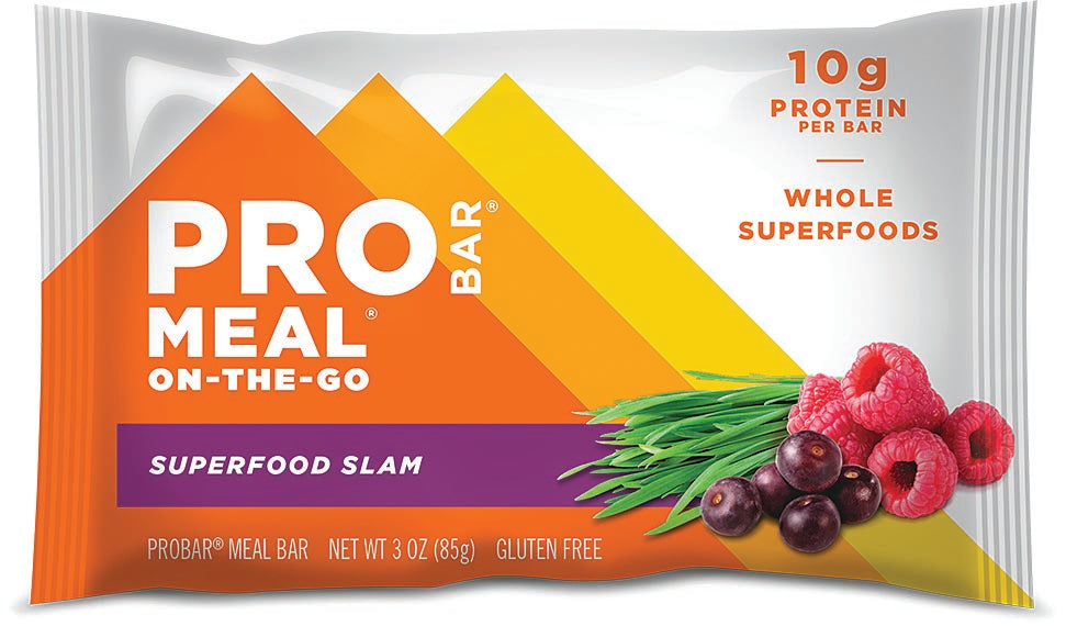 PROBAR MEAL bar wrapper labeled Superfood Slam