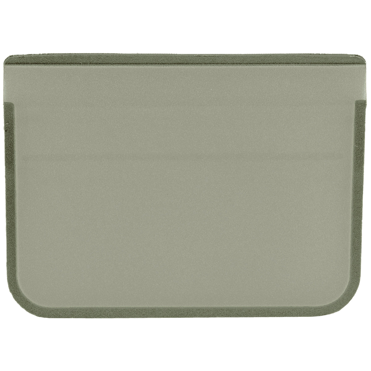 Olive Drab Green Magpul DAKA Everyday Folding Wallet, reverse side showing the transparent ID pocket