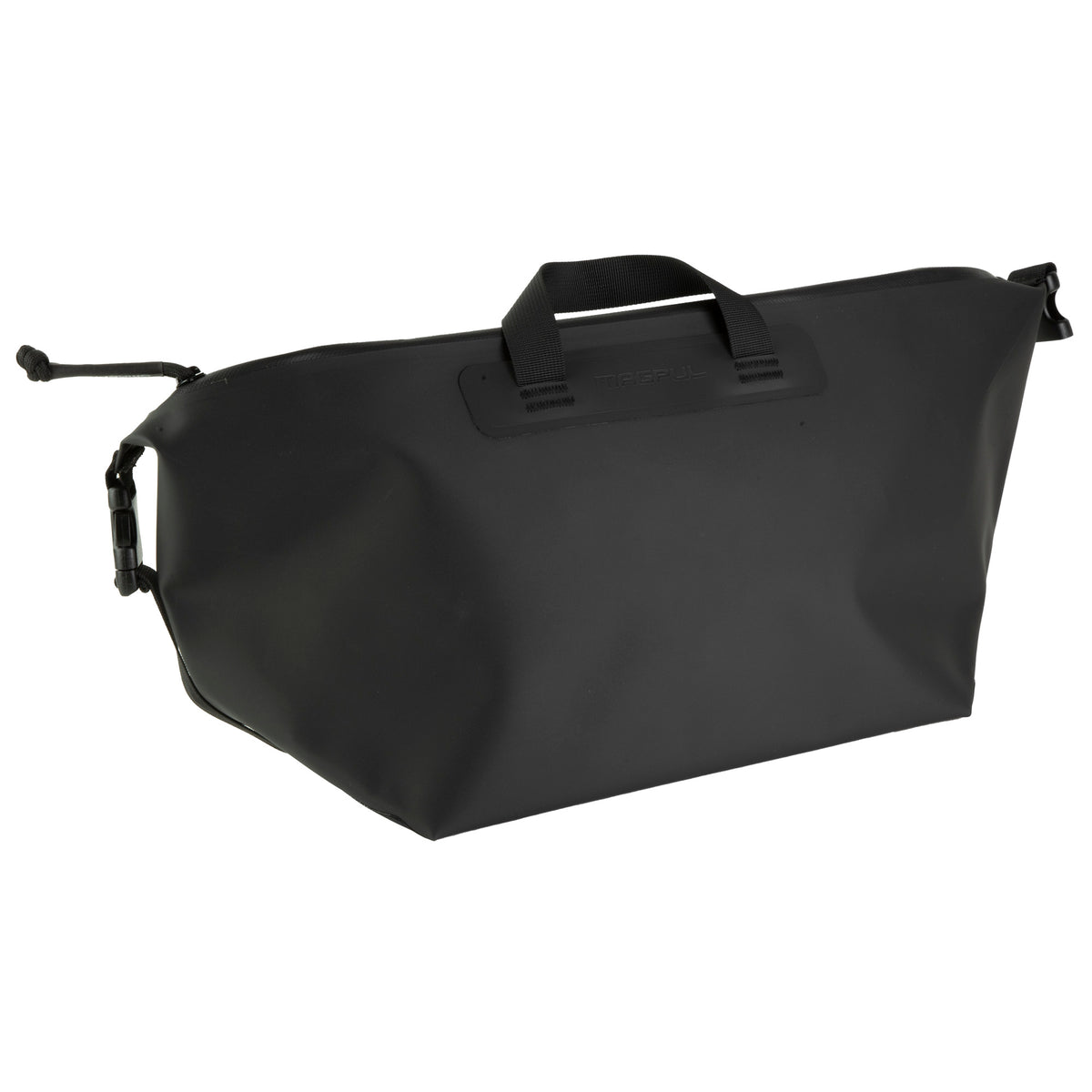 Black Magpul DAKA Takeout Large utility bag, angled view with the side buckles released