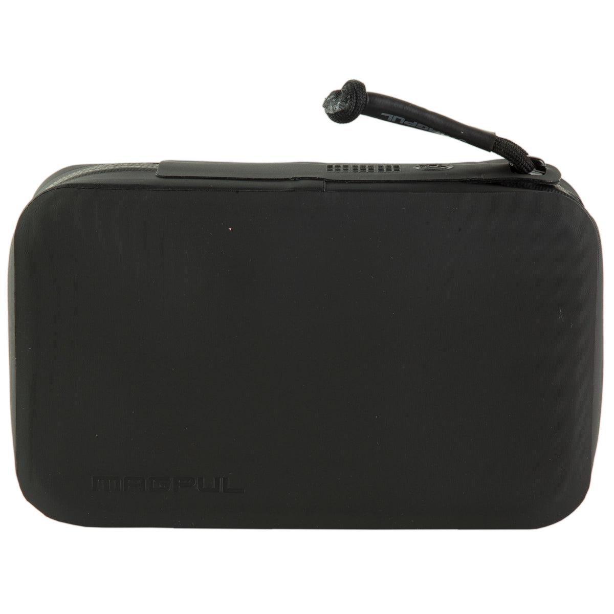 Black Magpul DAKA Utility Organizer, Standard, closed and viewed from the front