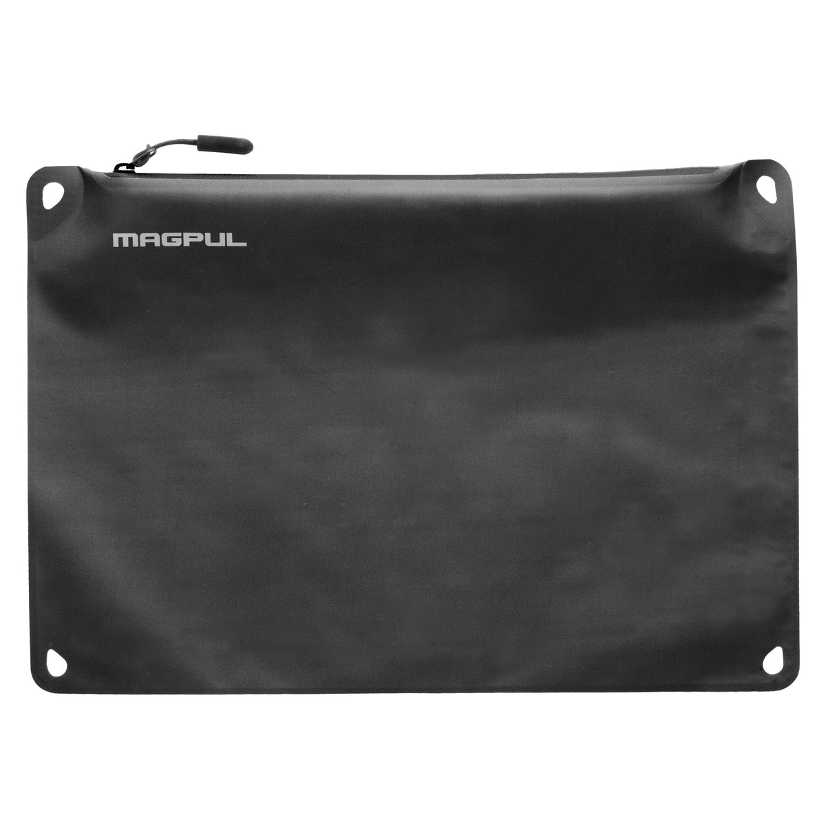 Reverse side of the black Magpul DAKA Lite Pouch, Large, with Magpul logo