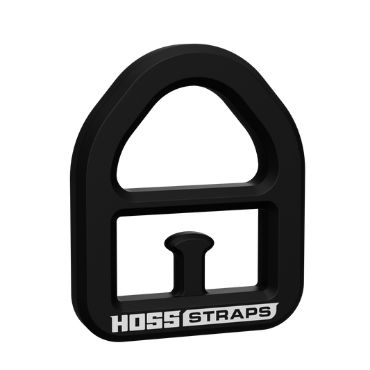 Black Hoss three-quarter-inch strap D-ring, front view