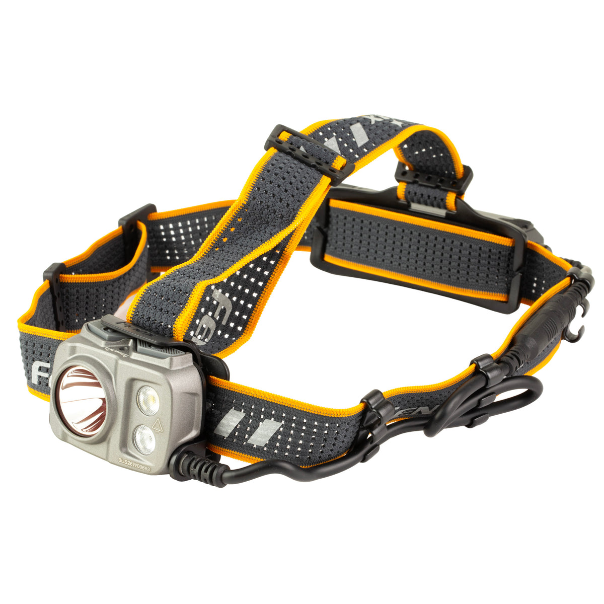 Fenix HP25R V2.0 headlamp with separate rear battery pack and headband cable