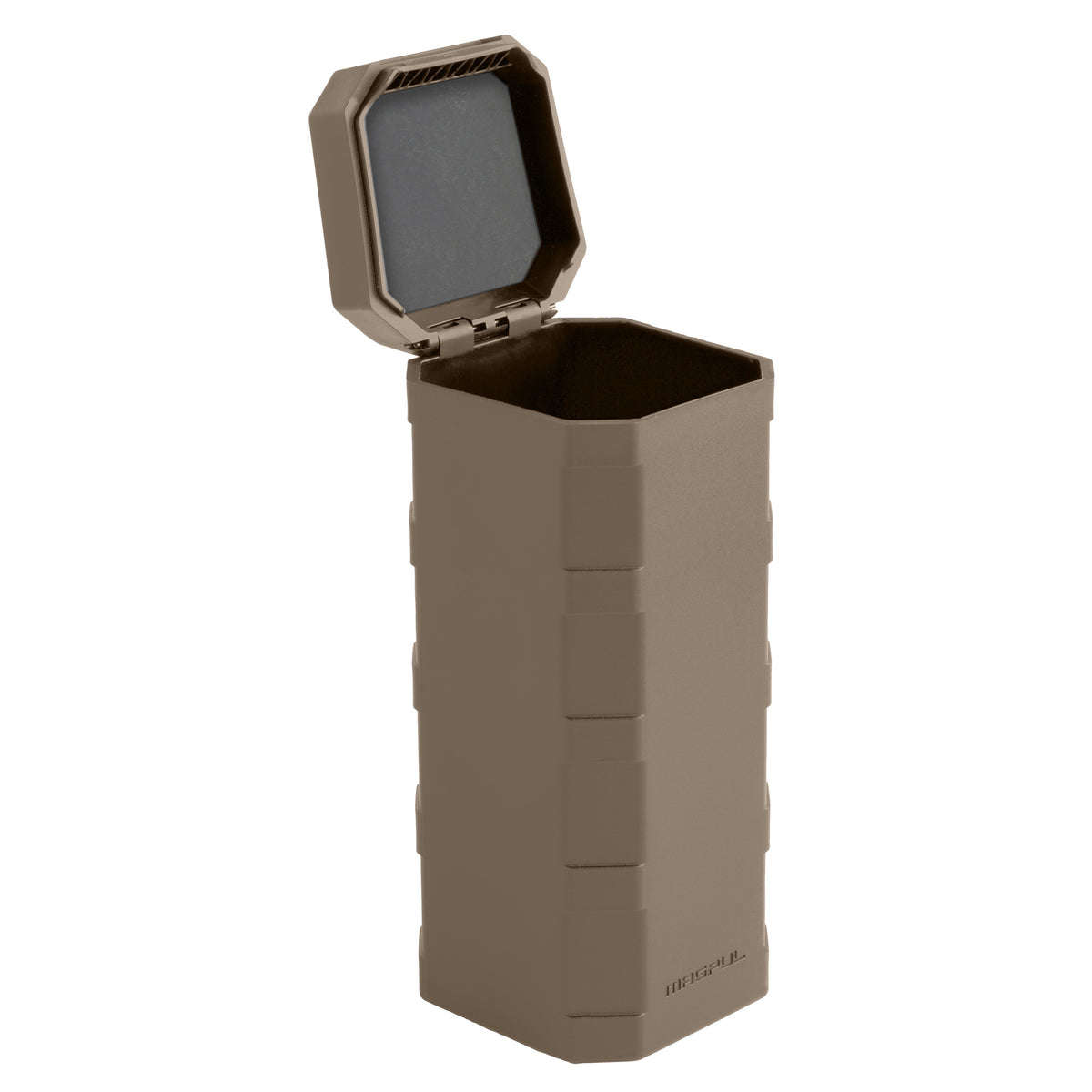 Flat Dark Earth Magpul DAKA Can 2.0 upright with the lid open