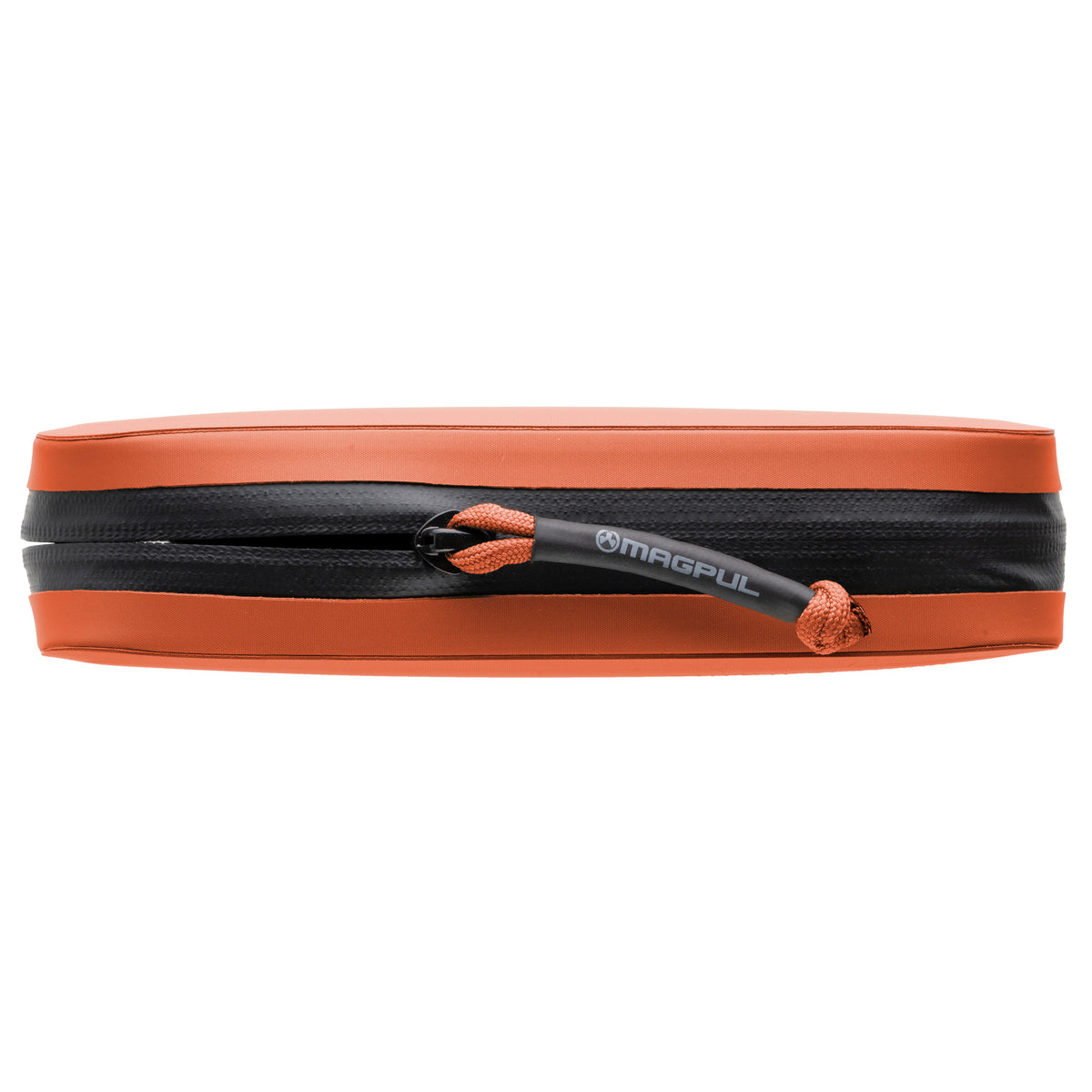Orange Magpul DAKA Utility Organizer, Standard, side view showing the zipper pull