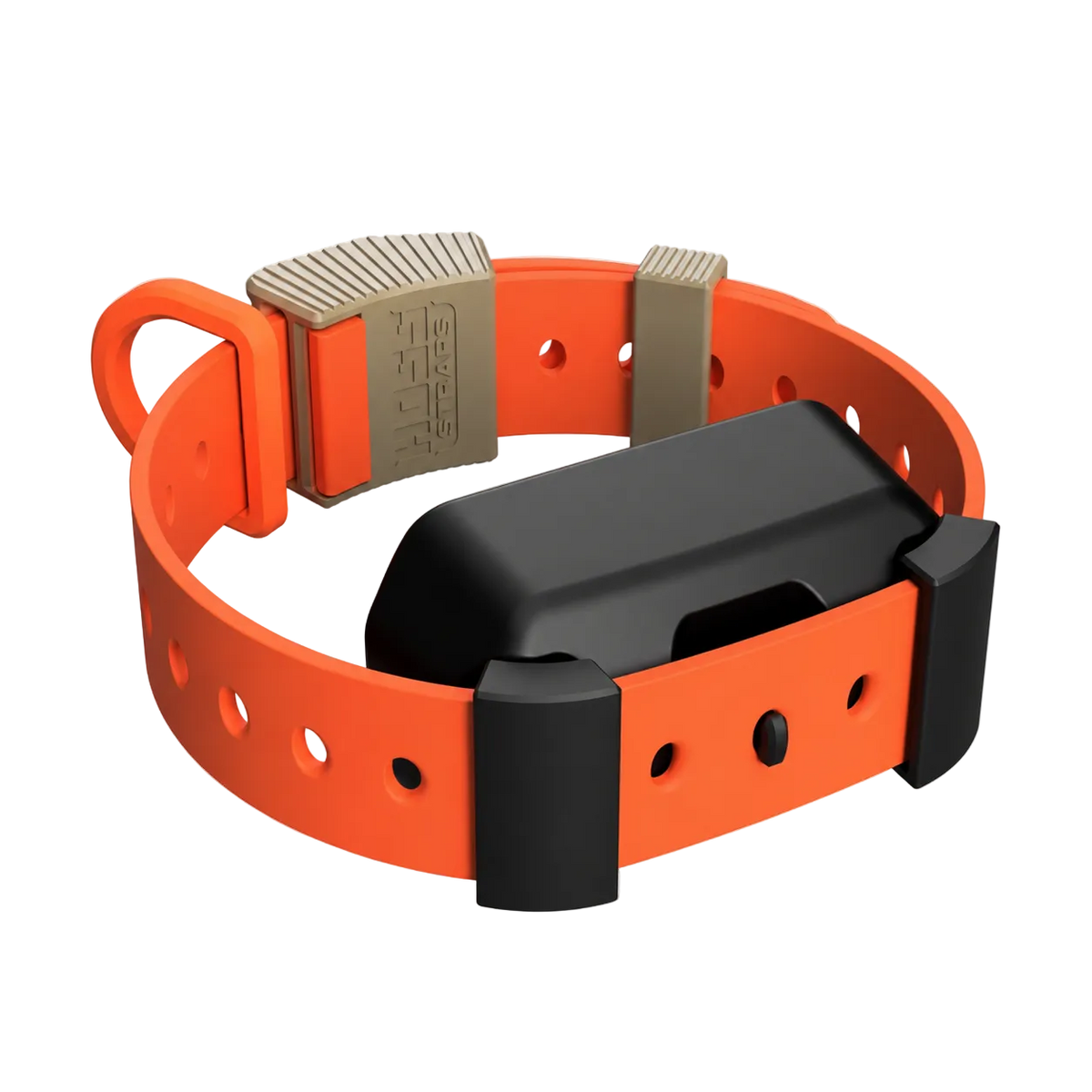 Hoss Straps Training Collar Setup - orange with tan buckle and collar device example, product view
