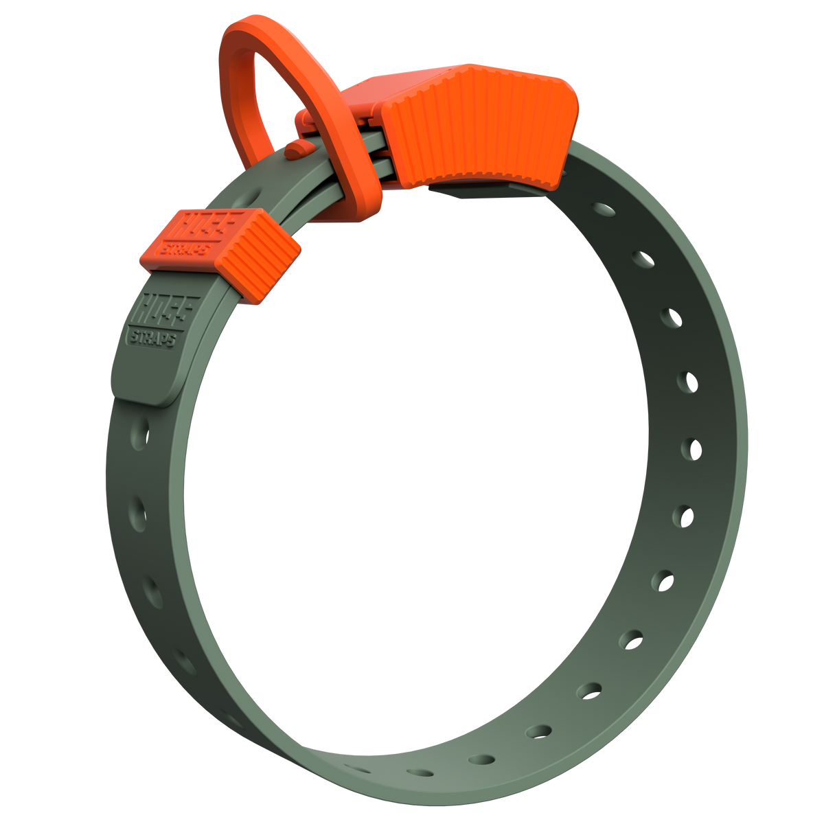 Hoss Straps FIELD COLLAR - muted green with orange buckle example, product view